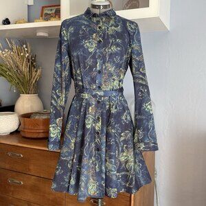 GARY GRAHAM 422 Long Sleeve Amanda Dress Fit & Flare Button Front S